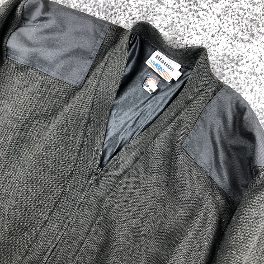 Blauer Sweater‎ Mens XL Black Full Zip V-Neck Windstopper Lined Uniform Knit